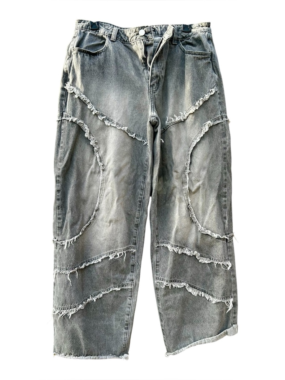 Barrel Jeans Gray Acid Washed Frayed Hem  Denim Punk Sz. 8